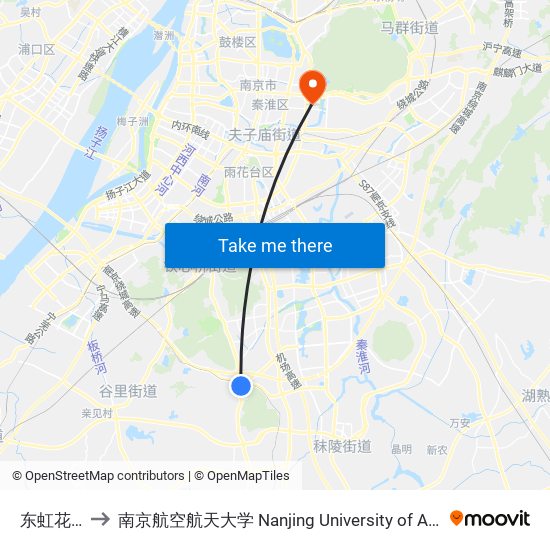 东虹花苑西苑 to 南京航空航天大学 Nanjing University of Aeronautics and Astronautics map