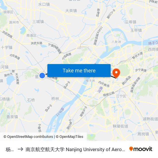 杨柳村 to 南京航空航天大学 Nanjing University of Aeronautics and Astronautics map