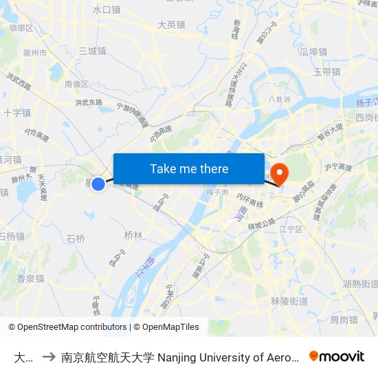 大河村 to 南京航空航天大学 Nanjing University of Aeronautics and Astronautics map