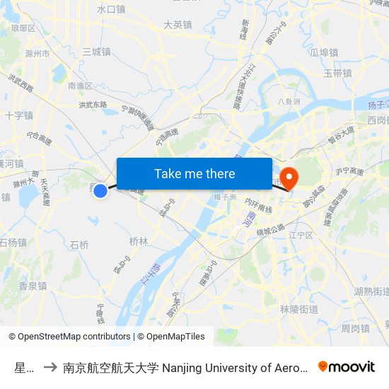 星甸街 to 南京航空航天大学 Nanjing University of Aeronautics and Astronautics map