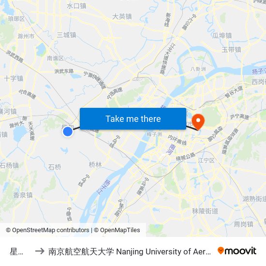 星甸街西 to 南京航空航天大学 Nanjing University of Aeronautics and Astronautics map