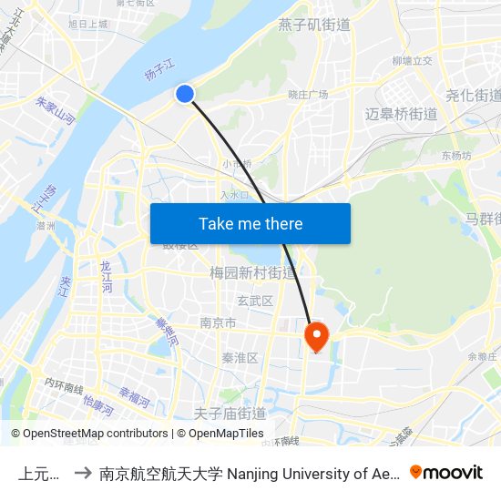 上元门水厂 to 南京航空航天大学 Nanjing University of Aeronautics and Astronautics map