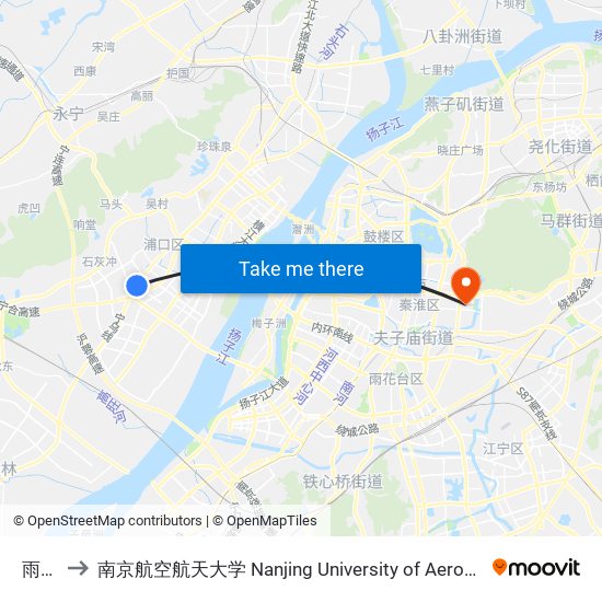 雨山路 to 南京航空航天大学 Nanjing University of Aeronautics and Astronautics map