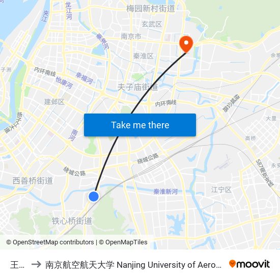 王燕街 to 南京航空航天大学 Nanjing University of Aeronautics and Astronautics map