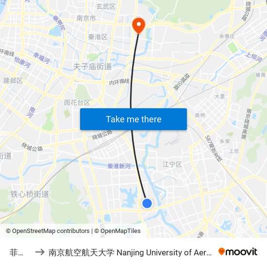 菲尼克斯 to 南京航空航天大学 Nanjing University of Aeronautics and Astronautics map