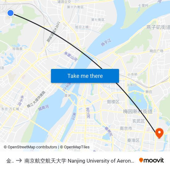 金冲 to 南京航空航天大学 Nanjing University of Aeronautics and Astronautics map