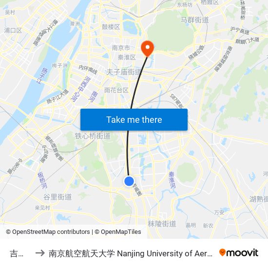 吉印大道 to 南京航空航天大学 Nanjing University of Aeronautics and Astronautics map