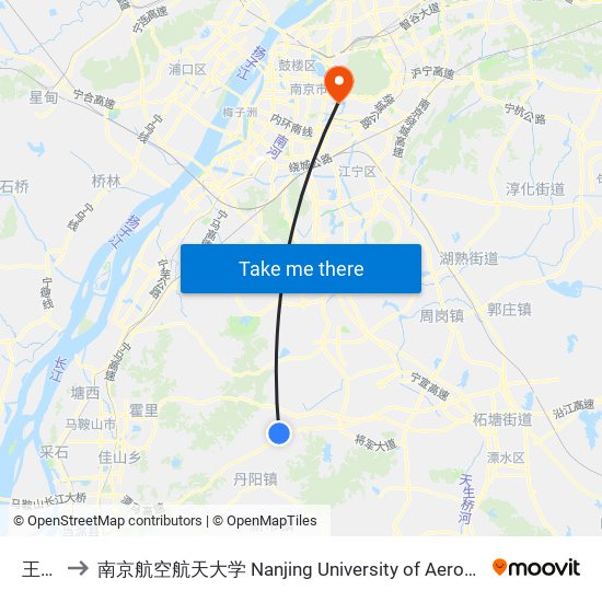 王马场 to 南京航空航天大学 Nanjing University of Aeronautics and Astronautics map