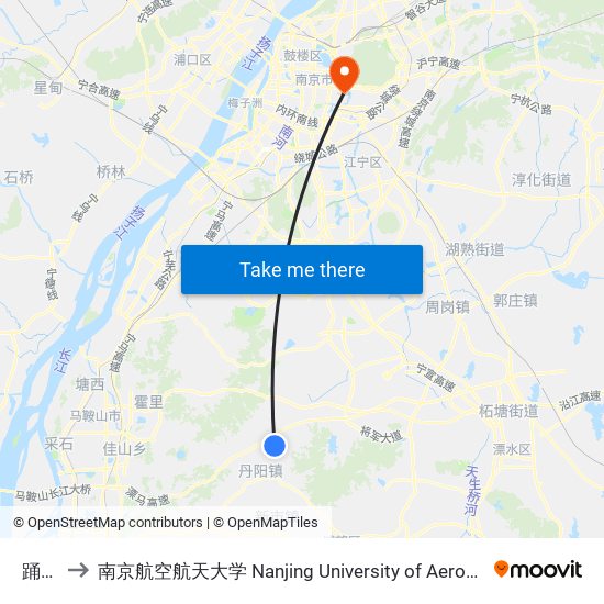 踊跃南 to 南京航空航天大学 Nanjing University of Aeronautics and Astronautics map