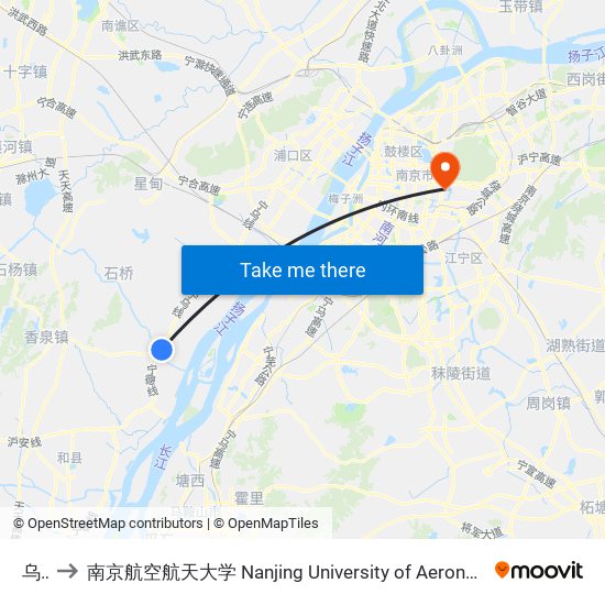 乌江 to 南京航空航天大学 Nanjing University of Aeronautics and Astronautics map