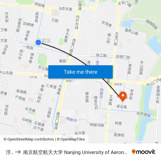 浮桥 to 南京航空航天大学 Nanjing University of Aeronautics and Astronautics map