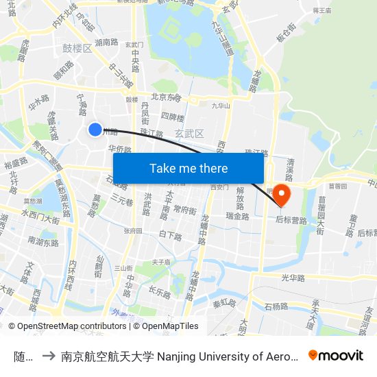 随家仓 to 南京航空航天大学 Nanjing University of Aeronautics and Astronautics map