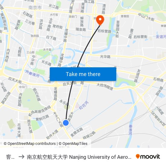 窨子山 to 南京航空航天大学 Nanjing University of Aeronautics and Astronautics map