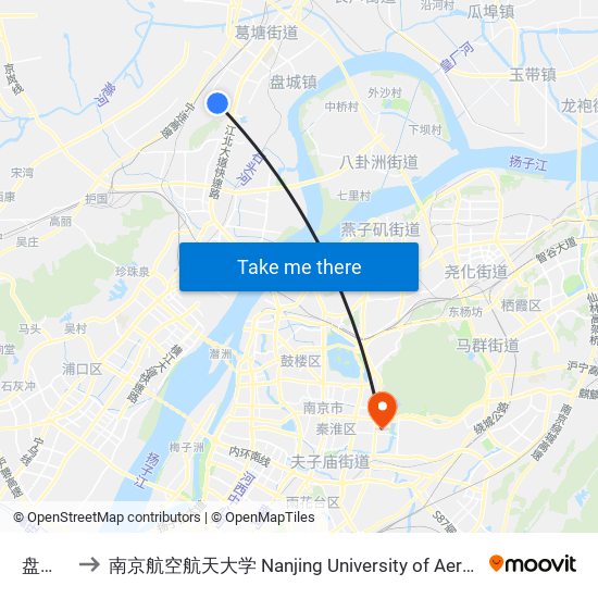 盘城街道 to 南京航空航天大学 Nanjing University of Aeronautics and Astronautics map