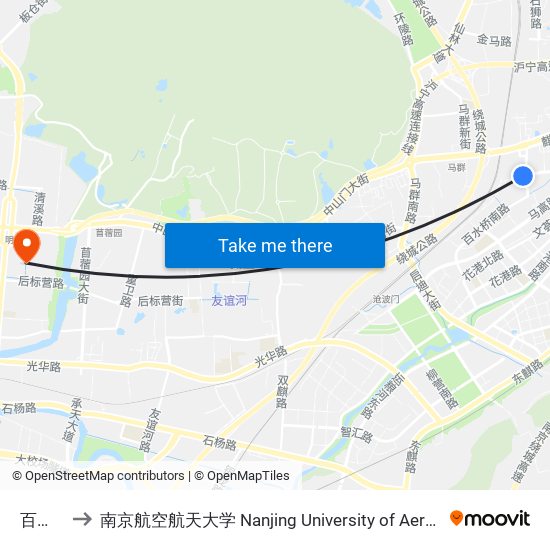 百水桥路 to 南京航空航天大学 Nanjing University of Aeronautics and Astronautics map