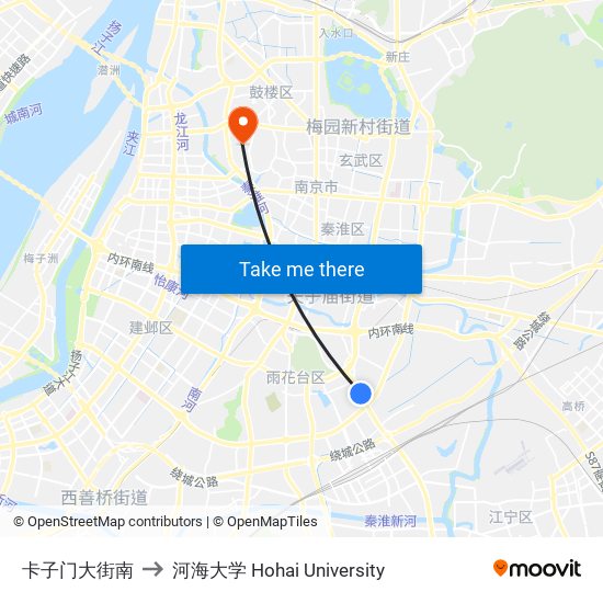 卡子门大街南 to 河海大学 Hohai University map