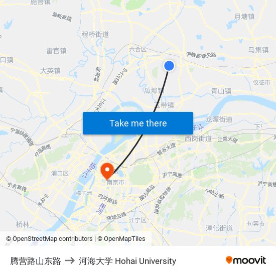 腾营路山东路 to 河海大学 Hohai University map