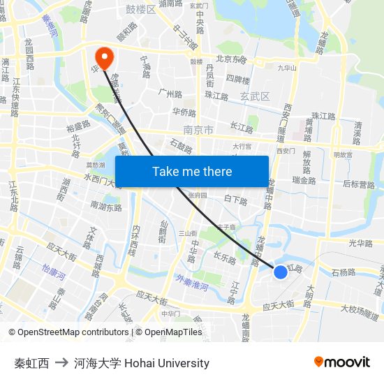 秦虹西 to 河海大学 Hohai University map