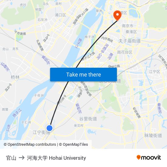 官山 to 河海大学 Hohai University map