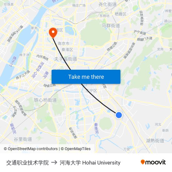 交通职业技术学院 to 河海大学 Hohai University map