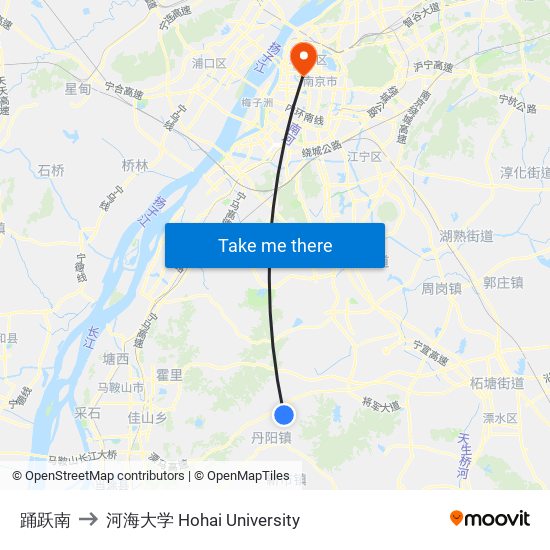 踊跃南 to 河海大学 Hohai University map