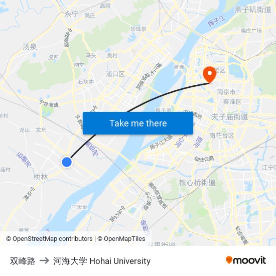 双峰路 to 河海大学 Hohai University map