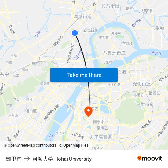 卸甲甸 to 河海大学 Hohai University map