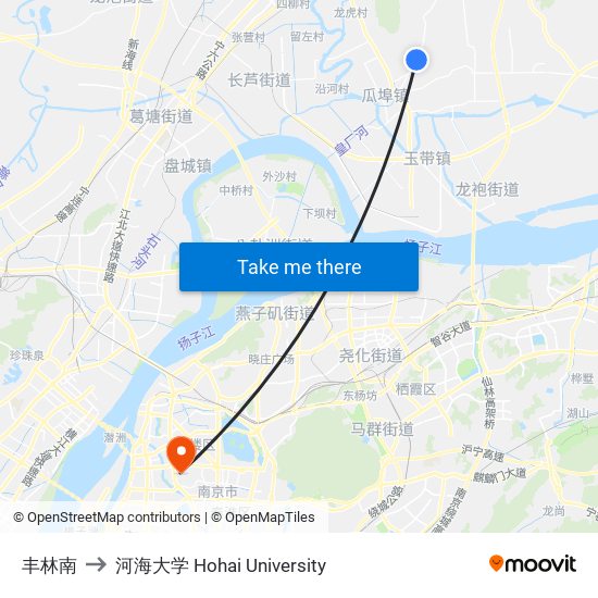 丰林南 to 河海大学 Hohai University map