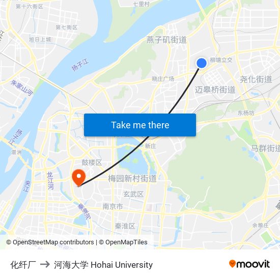 化纤厂 to 河海大学 Hohai University map