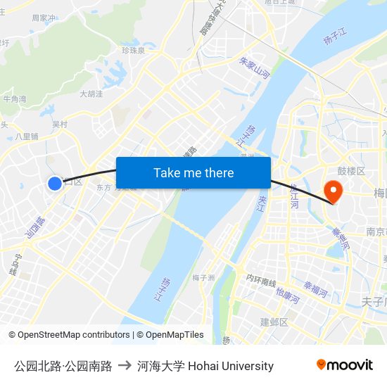 公园北路·公园南路 to 河海大学 Hohai University map