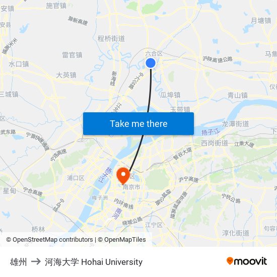 雄州 to 河海大学 Hohai University map