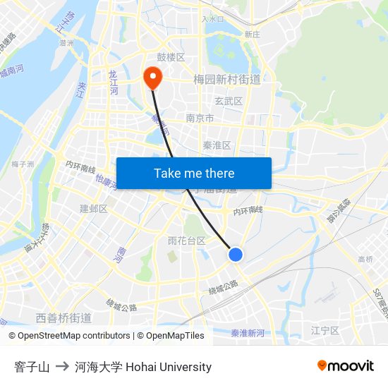 窨子山 to 河海大学 Hohai University map