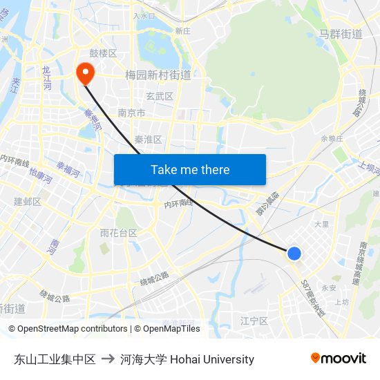 东山工业集中区 to 河海大学 Hohai University map
