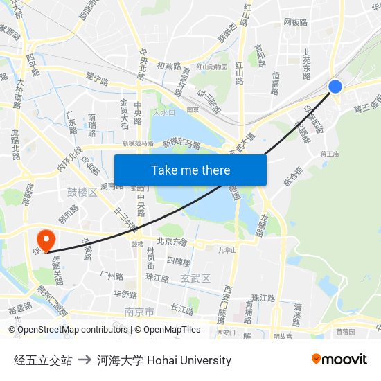 经五立交站 to 河海大学 Hohai University map