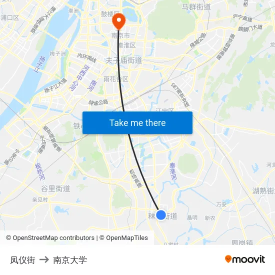 凤仪街 to 南京大学 map