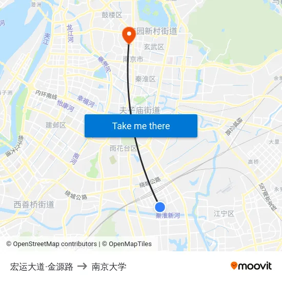 宏运大道·金源路 to 南京大学 map