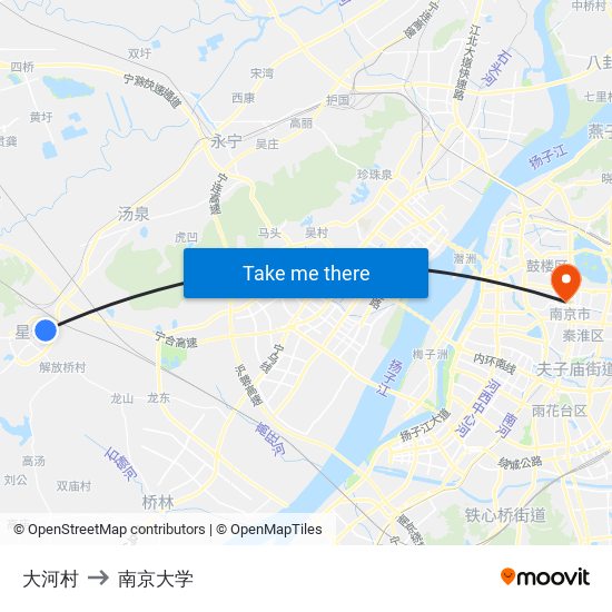 大河村 to 南京大学 map