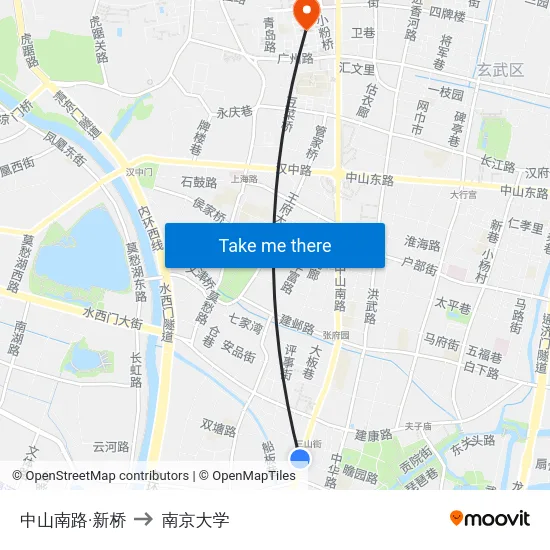 中山南路·新桥 to 南京大学 map