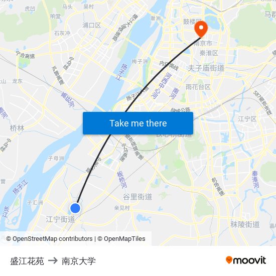 盛江花苑 to 南京大学 map