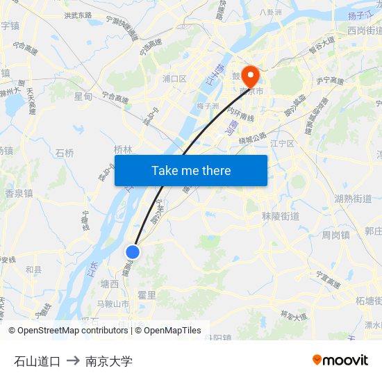 石山道口 to 南京大学 map