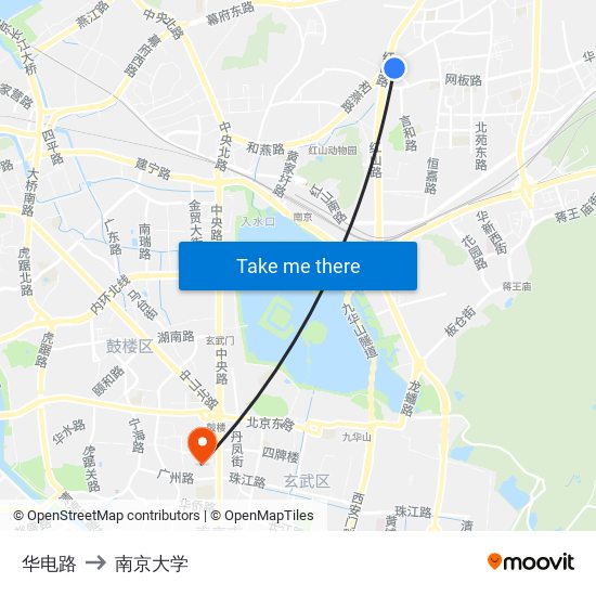 华电路 to 南京大学 map
