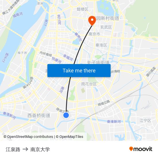 江泉路 to 南京大学 map