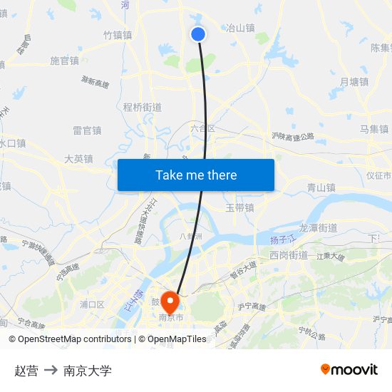 赵营 to 南京大学 map