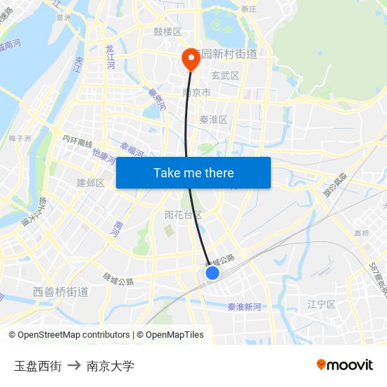 玉盘西街 to 南京大学 map