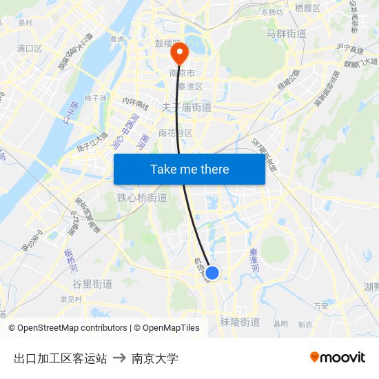 出口加工区客运站 to 南京大学 map