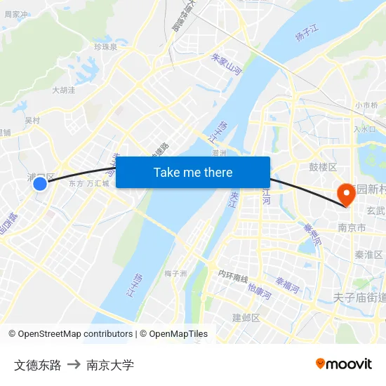 文德东路 to 南京大学 map