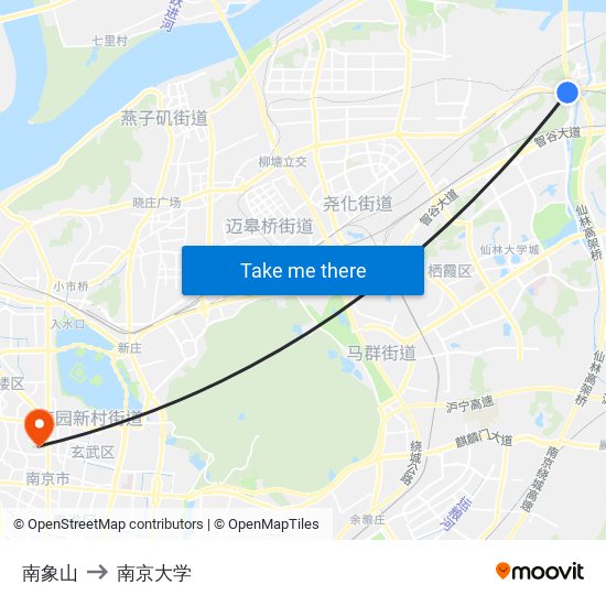 南象山 to 南京大学 map