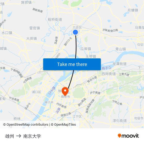 雄州 to 南京大学 map
