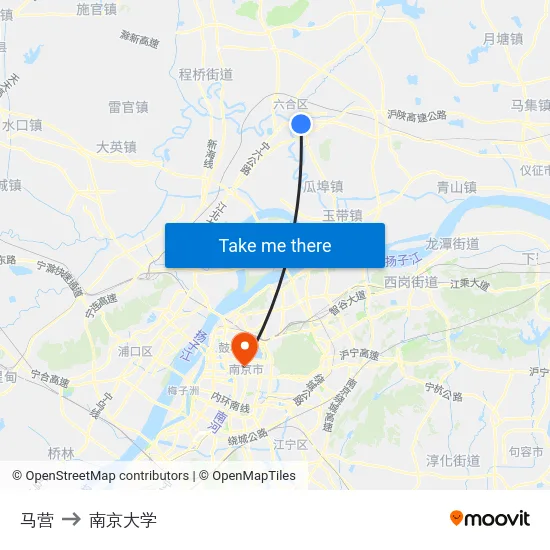 马营 to 南京大学 map