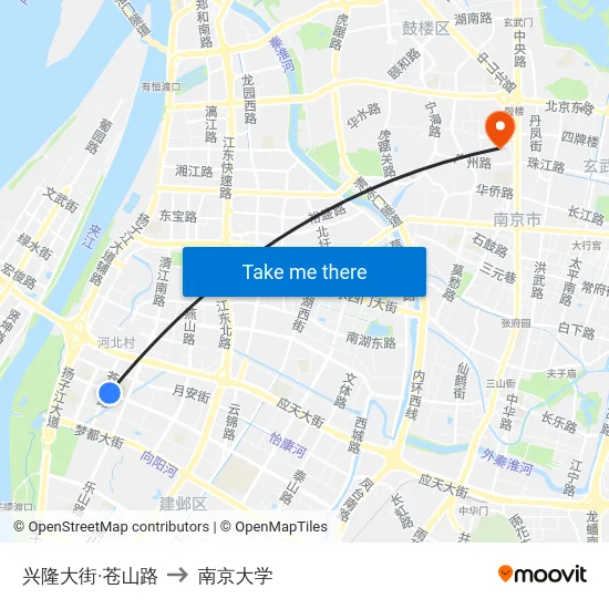 兴隆大街·苍山路 to 南京大学 map